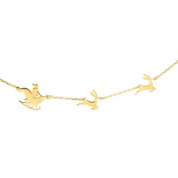 14K Gold Santa's Sleigh Necklace
